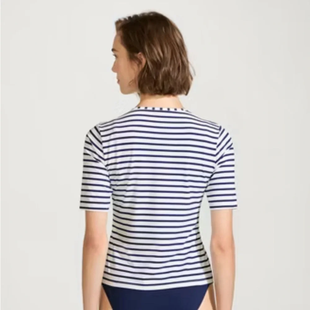 Lands' End Women's SunShade UPF 50 Elbow Sleeve Relaxed Rash Guard S